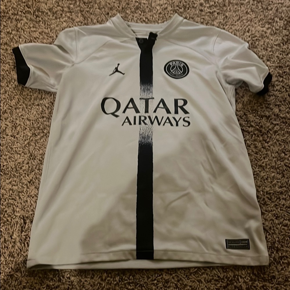 Jordan PSG Soccer Jersey in White and Black